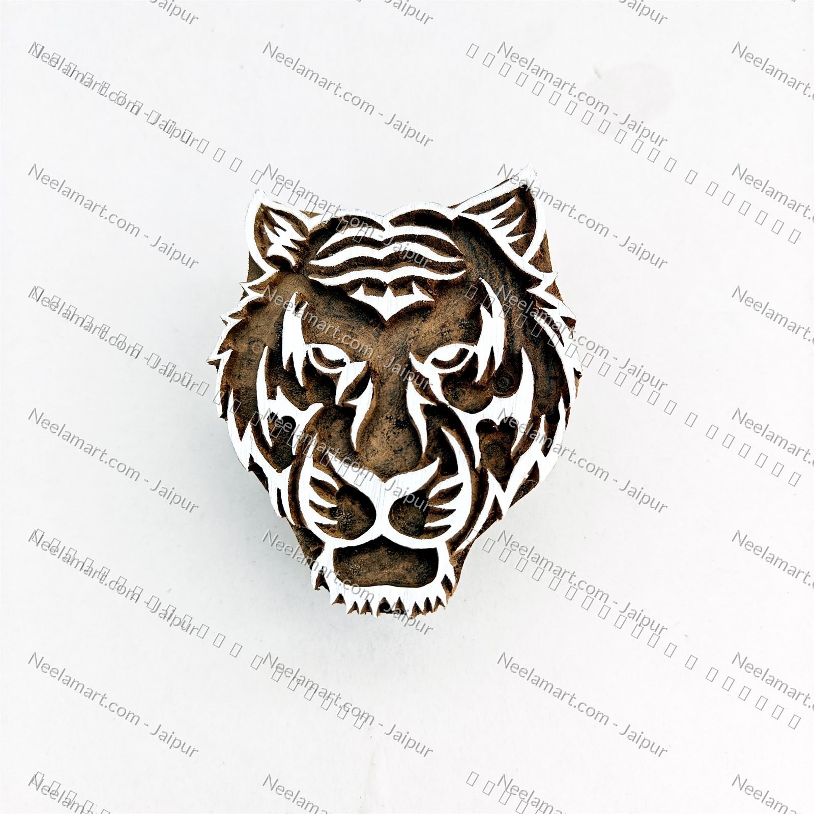 Hand-Carved Bengal Tiger Block printed impression